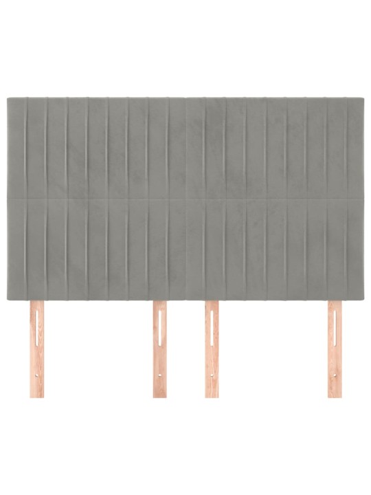 Čela postele 4 ks světle šedá 72 x 5 x 78/88 cm samet