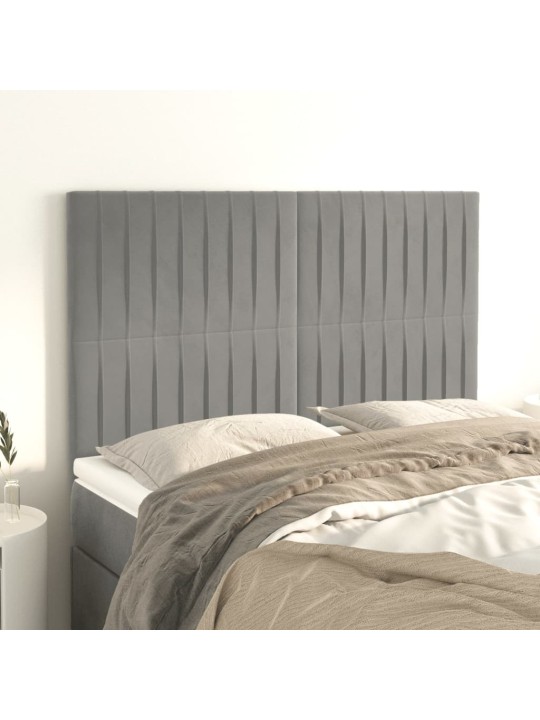Čela postele 4 ks světle šedá 72 x 5 x 78/88 cm samet