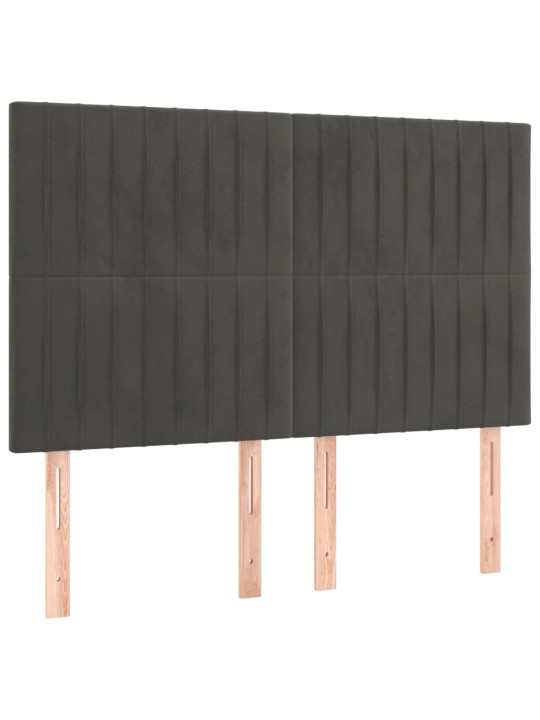 Čela postele 4 ks tmavě šedá 72 x 5 x 78/88 cm samet