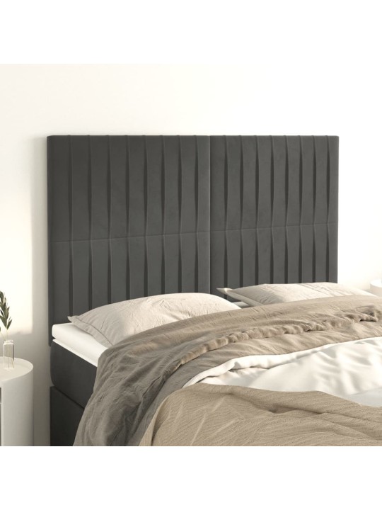 Čela postele 4 ks tmavě šedá 72 x 5 x 78/88 cm samet