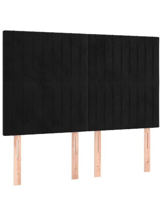 Čela postele 4 ks černá 72 x 5 x 78/88 cm samet