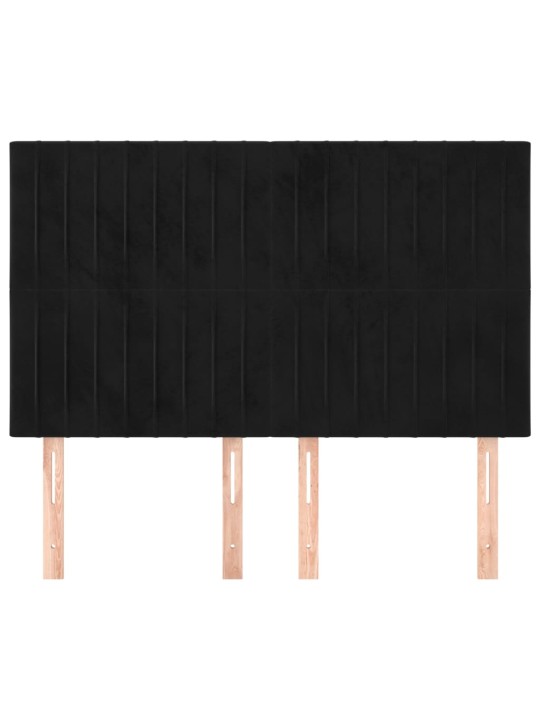 Čela postele 4 ks černá 72 x 5 x 78/88 cm samet