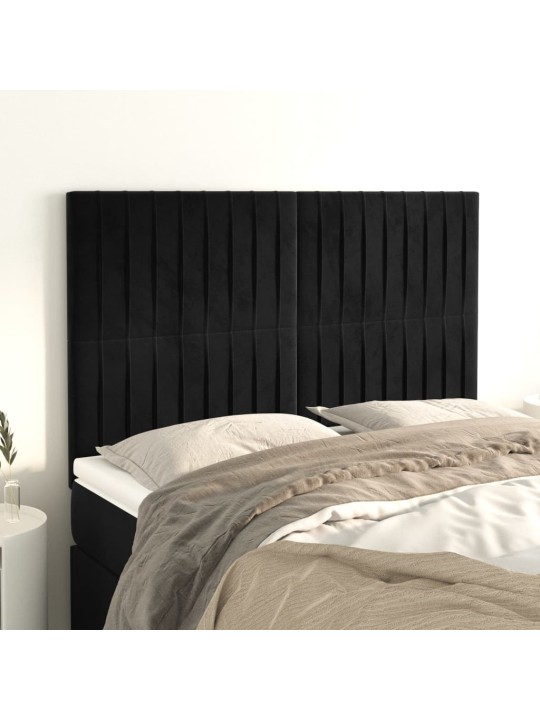 Čela postele 4 ks černá 72 x 5 x 78/88 cm samet