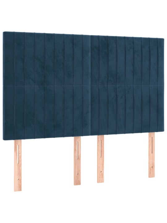 Čela postele 4 ks tmavě modrá 72 x 5 x 78/88 cm samet