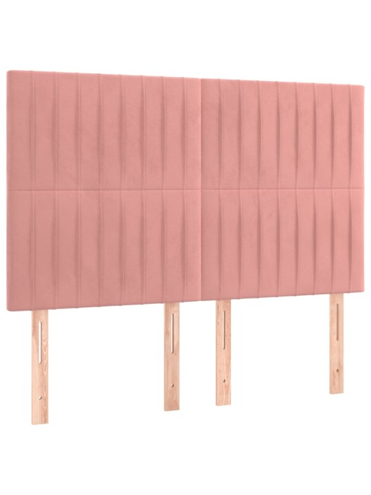 Čelo postele 4 ks růžové 72x5x78/88 cm samet
