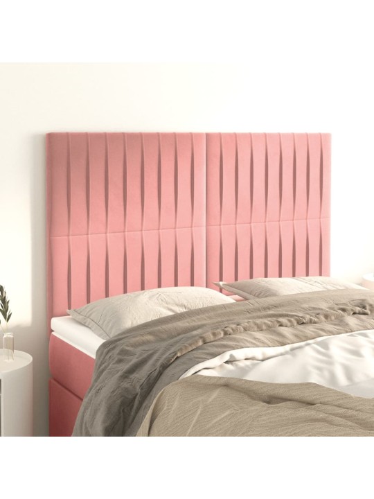 Čelo postele 4 ks růžové 72x5x78/88 cm samet