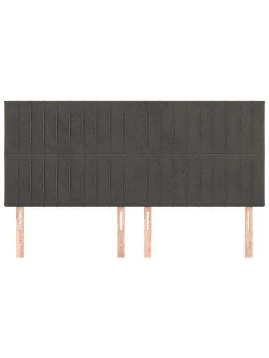 Čelo postele 4 ks tmavě šedé 80 x 5 x 78/88 cm samet