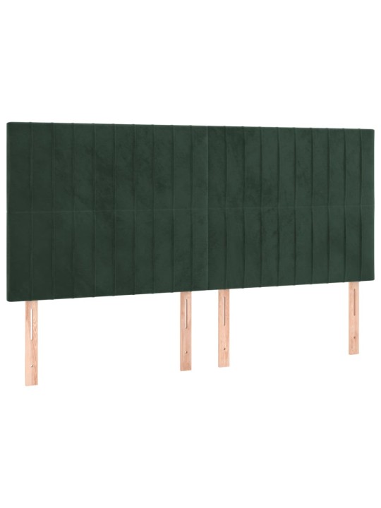 Čelo postele 4 ks tmavě zelené 80 x 5 x 78/88 cm samet