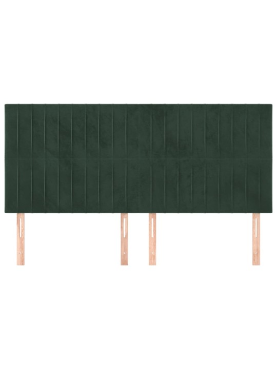 Čelo postele 4 ks tmavě zelené 80 x 5 x 78/88 cm samet