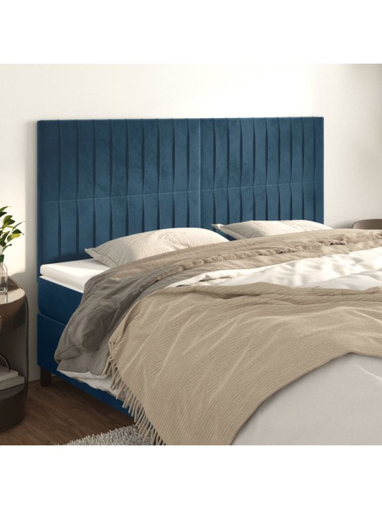 Čelo postele 4 ks tmavě modré 80 x 5 x 78/88 cm samet