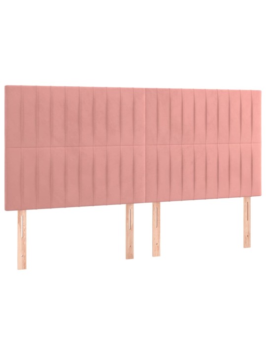 Čelo postele 4 ks růžové 80 x 5 x 78/88 cm samet