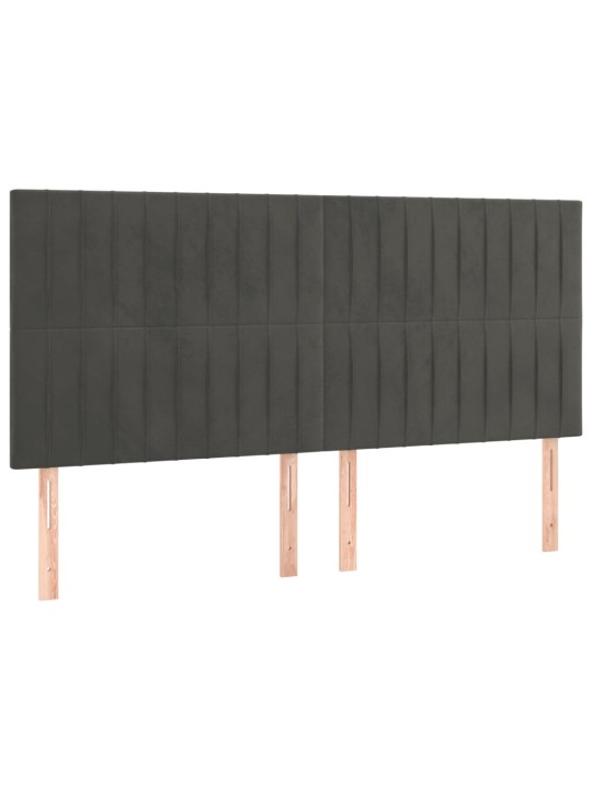 Čelo postele 4 ks tmavě šed 90x5x78/88 cm samet