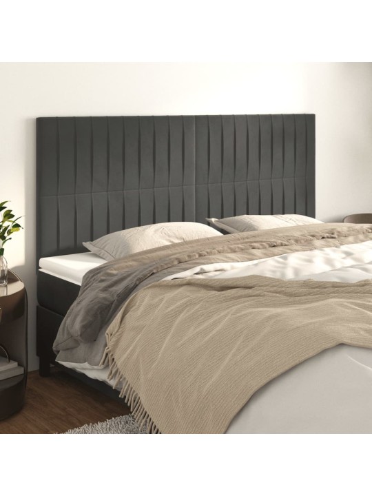 Čelo postele 4 ks tmavě šed 90x5x78/88 cm samet