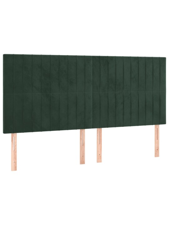 Čelo postele 4 ks tmavě zelené 90x5x78/88 cm samet