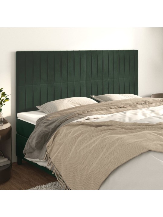 Čelo postele 4 ks tmavě zelené 90x5x78/88 cm samet
