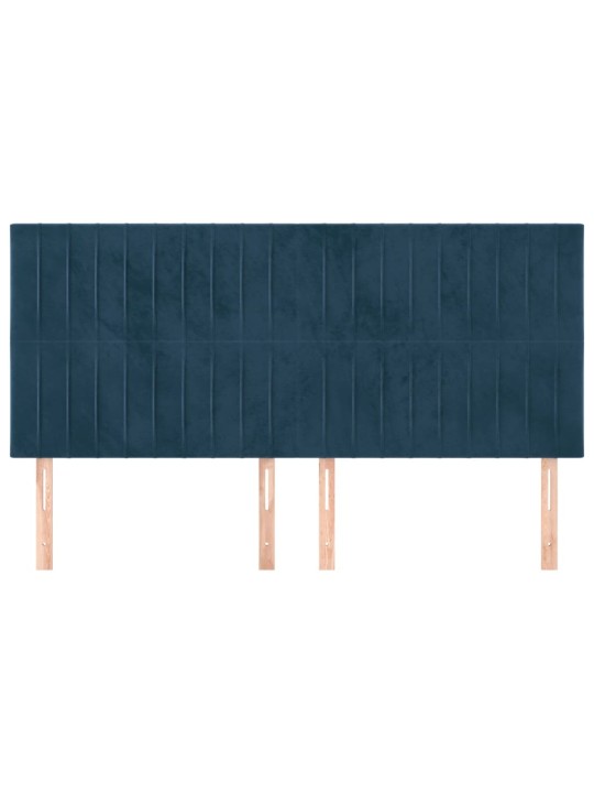 Čelo postele 4 ks tmavě modré 90x5x78/88 cm samet