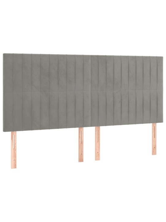 Čelo postele 4 ks světle šedé 100 x 5 x 78/88 cm samet