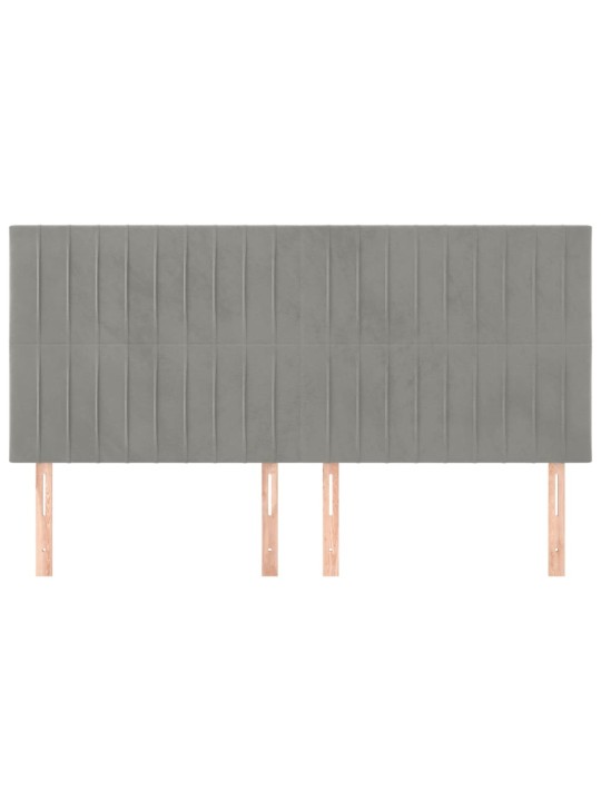 Čelo postele 4 ks světle šedé 100 x 5 x 78/88 cm samet