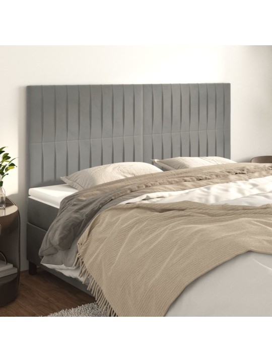 Čelo postele 4 ks světle šedé 100 x 5 x 78/88 cm samet