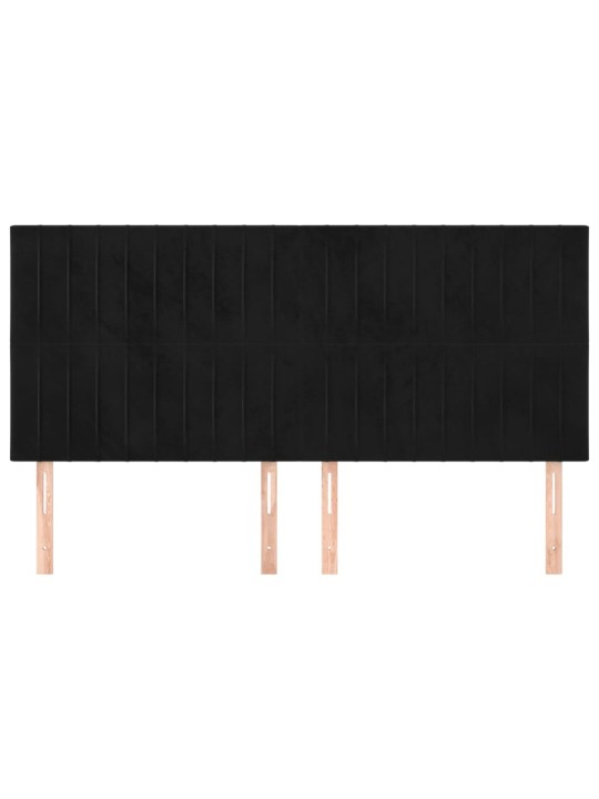 Čelo postele 4 ks černé 100x5x78/88 cm samet