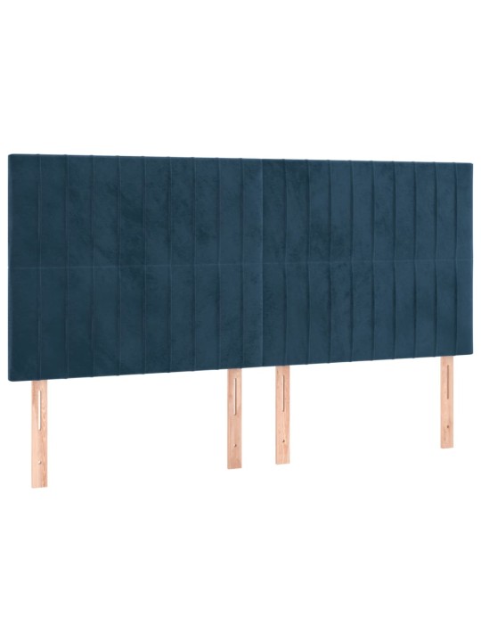 Čelo postele 4 ks tmavě modré 100x5x78/88 cm samet