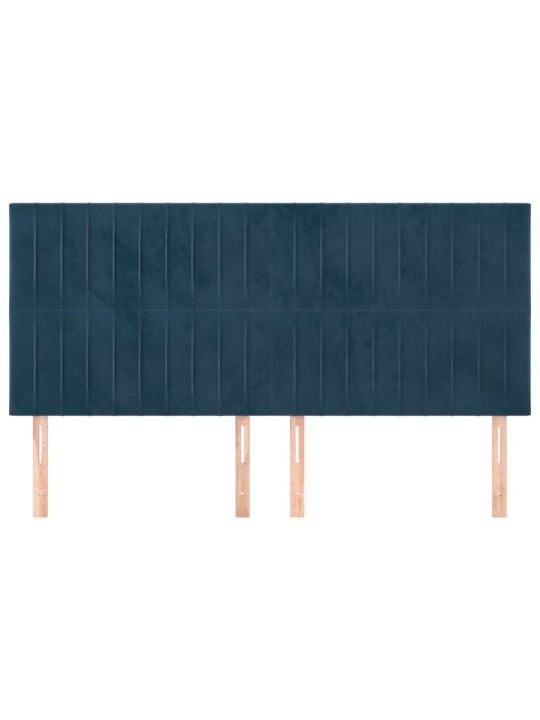 Čelo postele 4 ks tmavě modré 100x5x78/88 cm samet