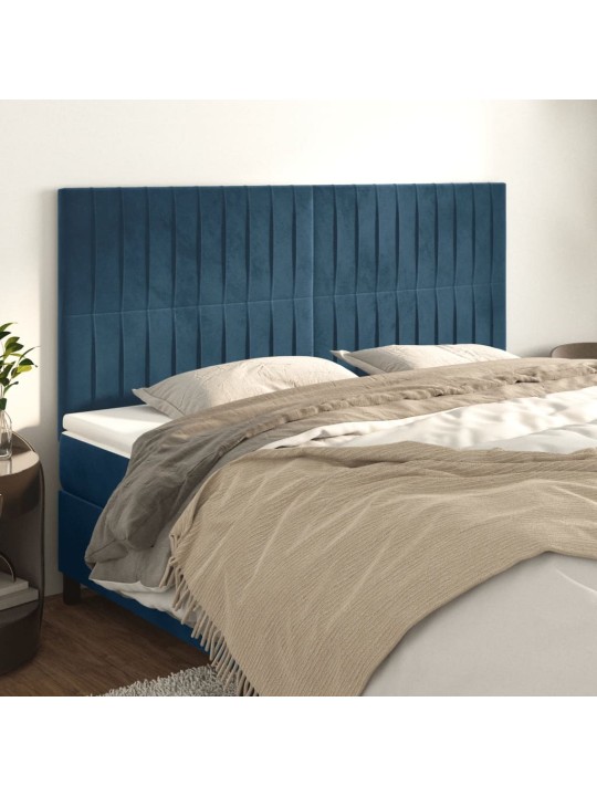 Čelo postele 4 ks tmavě modré 100x5x78/88 cm samet