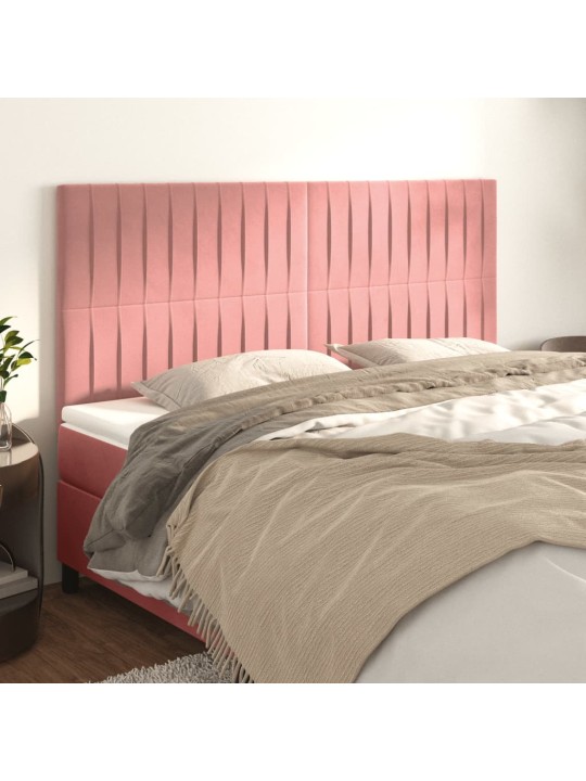 Čelo postele 4 ks růžové 100x5x78/88 cm samet