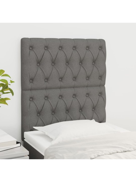 Čelo postele 2 ks tmavě šed 80x7x78/88 cm textil