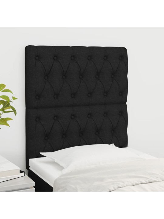 Čelo postele 2 ks černé 80 x 7 x 78/88 cm textil