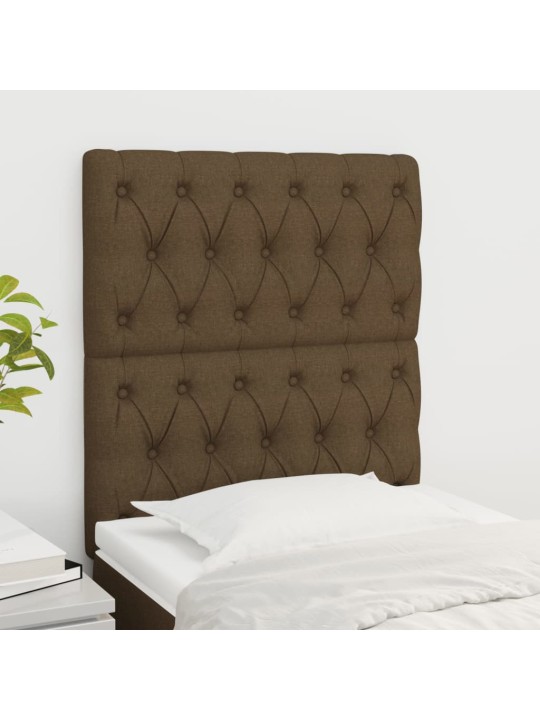 Čelo postele 2 ks tmavě hnědé 80x7x78/88 cm textil