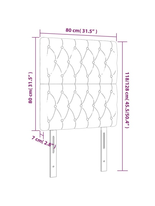 Čelo postele 2 ks krémové 80x7x78/88 cm textil