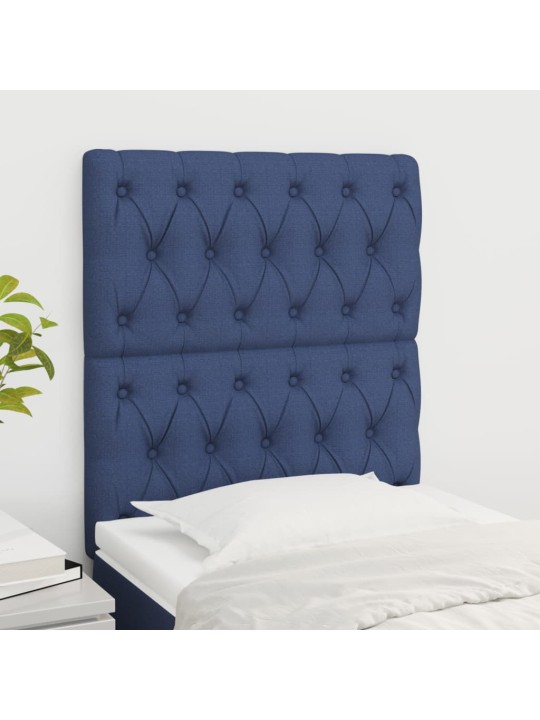 Čelo postele 2 ks modré 80 x 7 x 78/88 cm textil