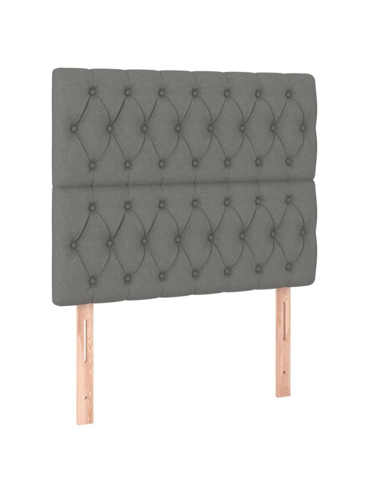 Čelo postele 2 ks tmavě šed 90x7x78/88 cm textil