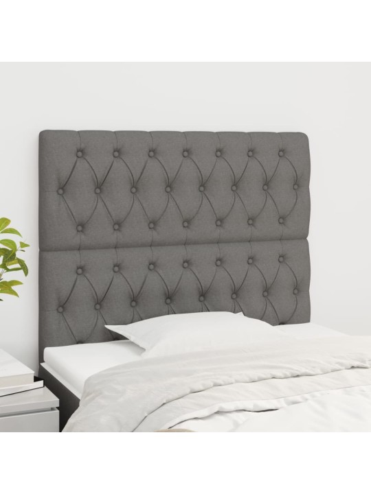 Čelo postele 2 ks tmavě šed 90x7x78/88 cm textil