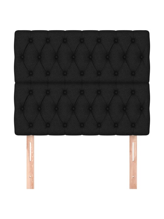 Čelo postele 2 ks černé 90 x 7 x 78/88 cm textil