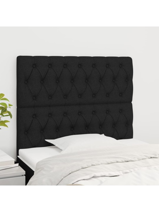 Čelo postele 2 ks černé 90 x 7 x 78/88 cm textil