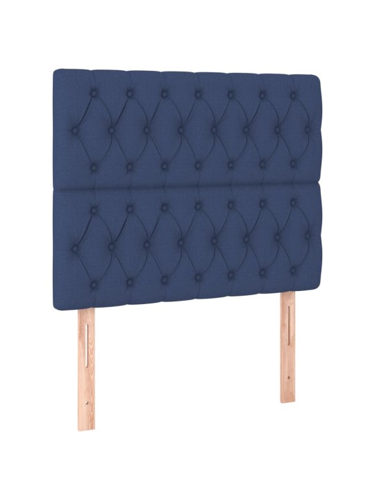 Čelo postele 2 ks modré 90 x 7 x 78/88 cm textil