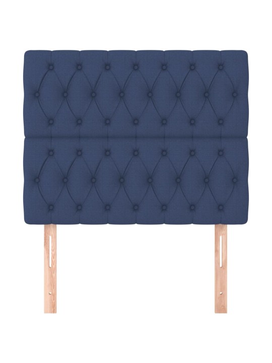 Čelo postele 2 ks modré 90 x 7 x 78/88 cm textil
