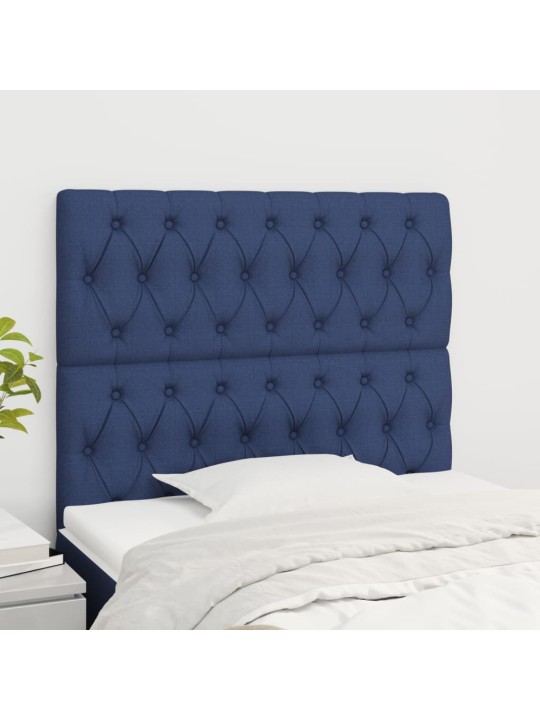 Čelo postele 2 ks modré 90 x 7 x 78/88 cm textil