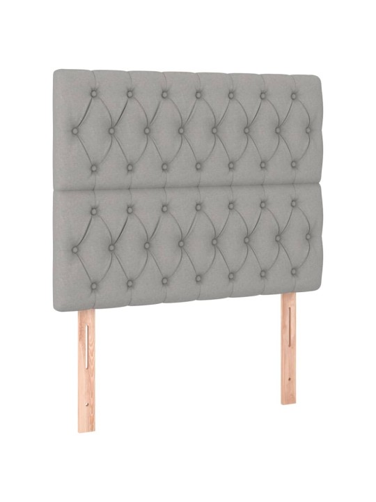 Čelo postele 2 ks světle šedé 100 x 7 x 78/88 cm textil