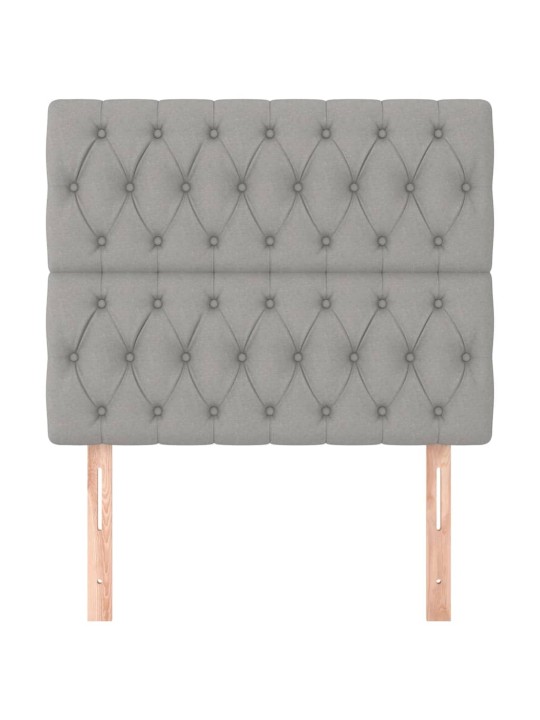 Čelo postele 2 ks světle šedé 100 x 7 x 78/88 cm textil