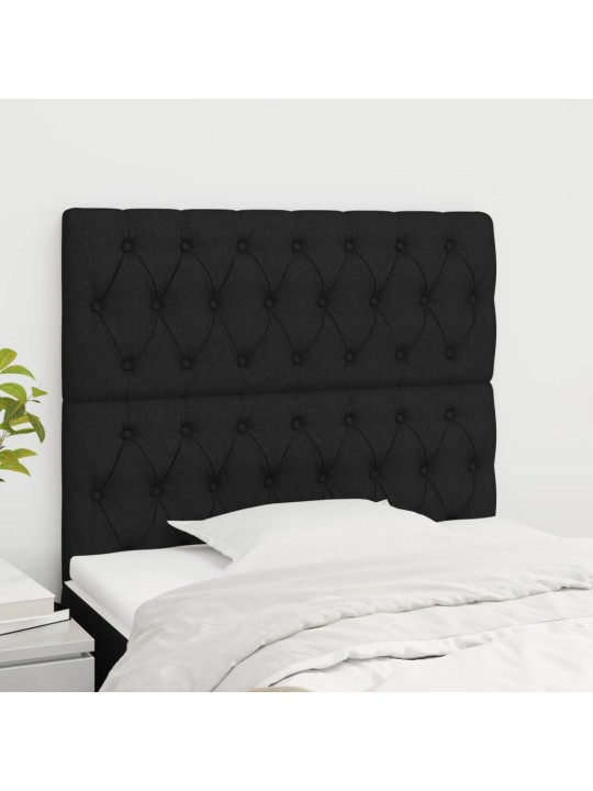 Čelo postele 2 ks černé 100x7x78/88 cm textil