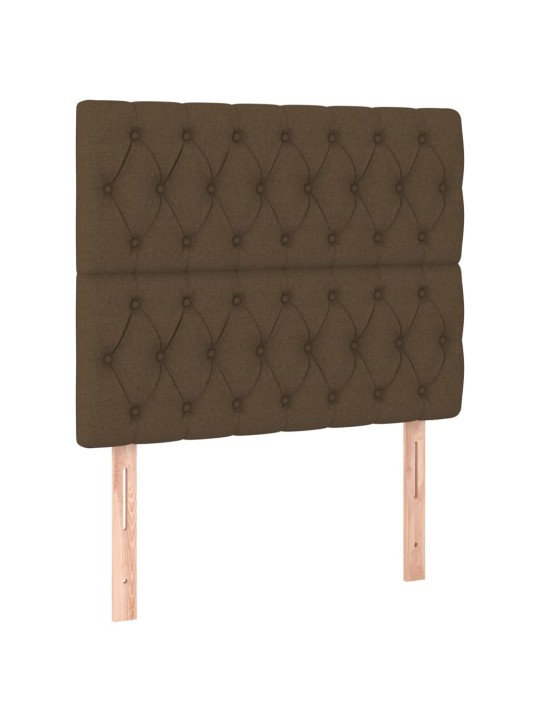 Čelo postele 2 ks tmavě hnědé 100x7x78/88 cm textil