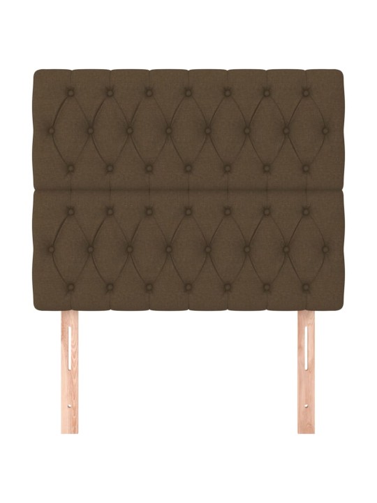 Čelo postele 2 ks tmavě hnědé 100x7x78/88 cm textil