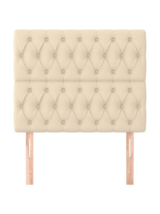 Čelo postele 2 ks krémové 100x7x78/88 cm textil