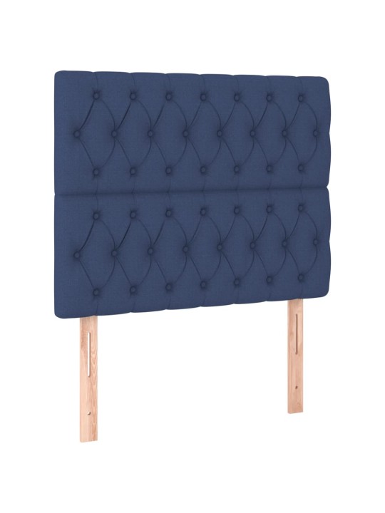 Čelo postele 2 ks modré 100x7x78/88 cm textil