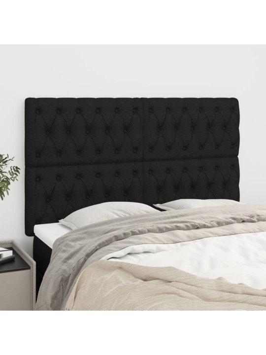 Čela postele 4 ks černá 72x7x78/88 cm textil