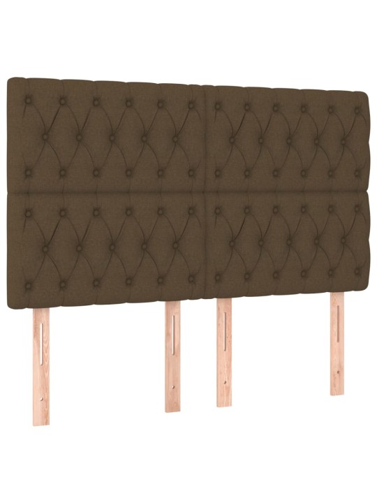Čela postele 4 ks tmavě hnědá 72x7x78/88 cm textil