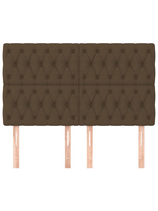 Čela postele 4 ks tmavě hnědá 72x7x78/88 cm textil
